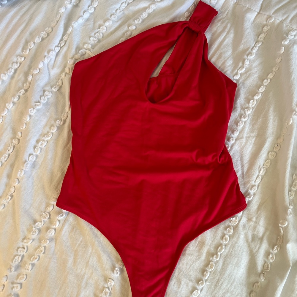 red cut out bodysuit
